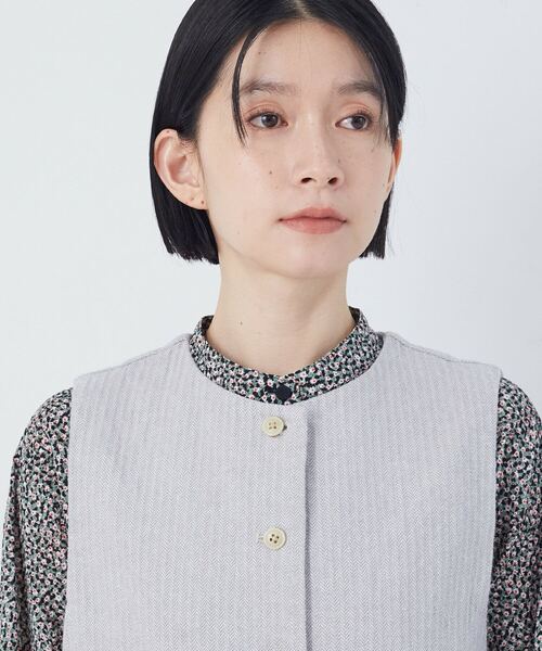 conges payes ADIEU TRISTESSE(コンジェ ペイエ アデュートリステス)の「綿麻ツィードクルーネックベスト(ベスト・レディース・ブルー系その他/グレー系その他・38)」の9枚目の写真
