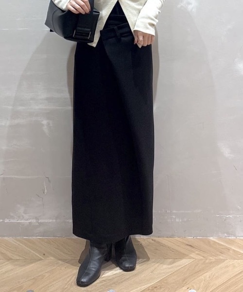 STYLEMIXER(スタイルミキサー)の「アイラインラップスカート(スカート・レディース・アイボリー/ブラック/カーキ・SMALL/MEDIUM)」の3枚目の写真