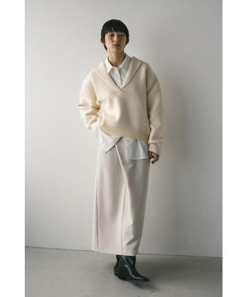 STYLEMIXER(スタイルミキサー)の「アイラインラップスカート(スカート・レディース・アイボリー/ブラック/カーキ・SMALL/MEDIUM)」の4枚目の写真