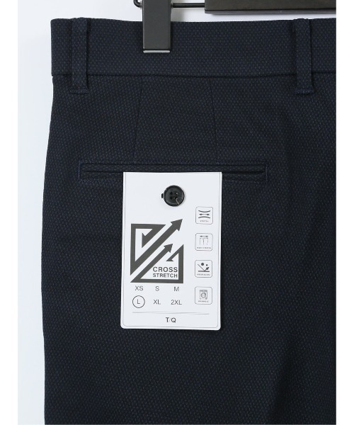 TAKA-Q(タカキュー)の「パンツ メンズ ストレッチ 抗菌防臭 スリム トラウザー テーパード バーズアイ クロスストレッチ(チノパンツ・メンズ・ネイビー/ホワイト×ブラック・2S/LARGE/3L/S/MEDIUM/X-LARGE)」の12枚目の写真