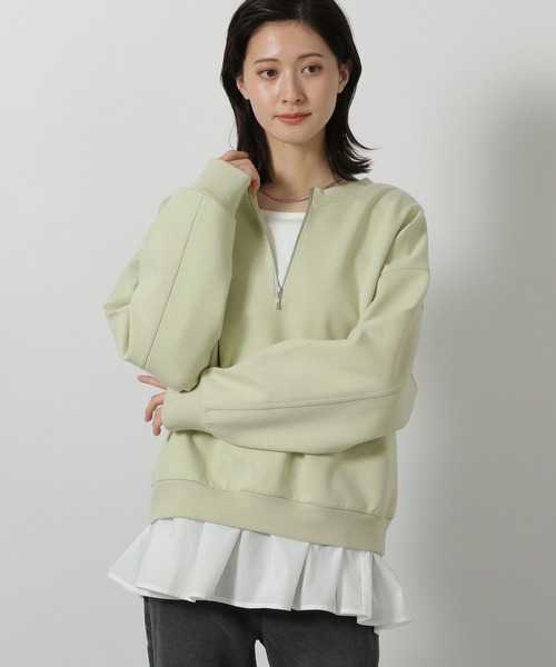 LAKOLE（ラコレ）の「ダンボールハーフZIPプルオーバー / 639903（スウェット・レディース・グレー/ブラック/ライトグリーン・FREE）」の3枚目の写真