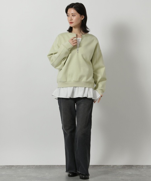 LAKOLE（ラコレ）の「ダンボールハーフZIPプルオーバー / 639903（スウェット・レディース・グレー/ブラック/ライトグリーン・FREE）」の18枚目の写真