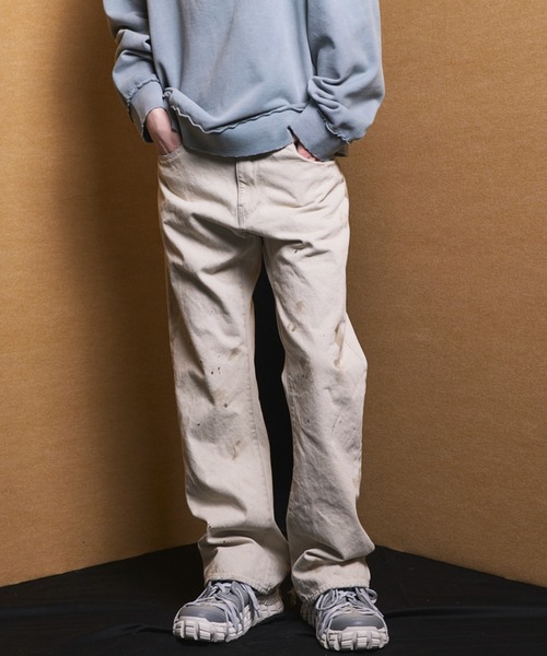 UNISEX》【Vintage Style Denim Fabric】Semi-flared Denim Pants