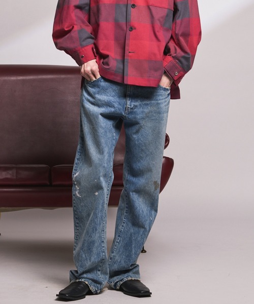 MAISON SPECIAL（メゾンスペシャル）の「《UNISEX》【Vintage Style Denim Fabric】Semi-flared Denim Pants/【ヴィンテージスタイルデニム】セミフレアデニム【MAISON SPECIAL/メゾンスペシャル】■セットアップ対応■（デニムパンツ・メンズ・ホワイト/ブラック/ブルー・1/0/2）」の3枚目の写真