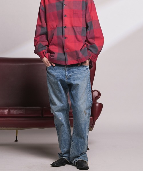 MAISON SPECIAL（メゾンスペシャル）の「《UNISEX》【Vintage Style Denim Fabric】Semi-flared Denim Pants/【ヴィンテージスタイルデニム】セミフレアデニム【MAISON SPECIAL/メゾンスペシャル】■セットアップ対応■（デニムパンツ・メンズ・ホワイト/ブラック/ブルー・1/0/2）」の10枚目の写真