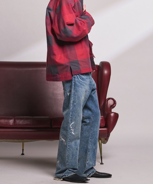 MAISON SPECIAL（メゾンスペシャル）の「《UNISEX》【Vintage Style Denim Fabric】Semi-flared Denim Pants/【ヴィンテージスタイルデニム】セミフレアデニム【MAISON SPECIAL/メゾンスペシャル】■セットアップ対応■（デニムパンツ・メンズ・ホワイト/ブラック/ブルー・1/0/2）」の11枚目の写真