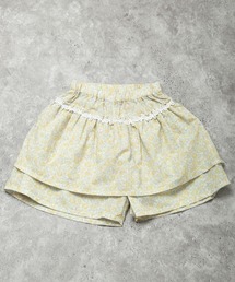 la poche biscuit（ラポシェビスキュイ）の「【綿100%/ウェストゴムでラクチン♪】レース使い 2段フリルスカート風キュロット（その他パンツ）」