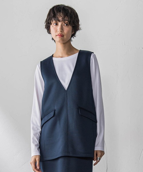 MAYSON GREY(メイソングレイ)の「軽量ボンディング3ピーススカートセットアップ≪洗濯機で洗える≫(ワンピース・レディース・ネイビー/オフホワイト・M)」の13枚目の写真