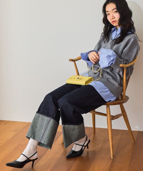 mysty woman(ミスティウーマン)の「ターンアップデニムワイドパンツ 660072(デニムパンツ・レディース・ブルー/インディゴブルー・MEDIUM/SMALL)」の2枚目の写真