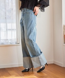 mysty woman | ターンアップデニムワイドパンツ 660072(デニムパンツ)