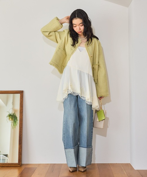 mysty woman(ミスティウーマン)の「ターンアップデニムワイドパンツ 660072(デニムパンツ・レディース・ブルー/インディゴブルー・MEDIUM/SMALL)」の7枚目の写真