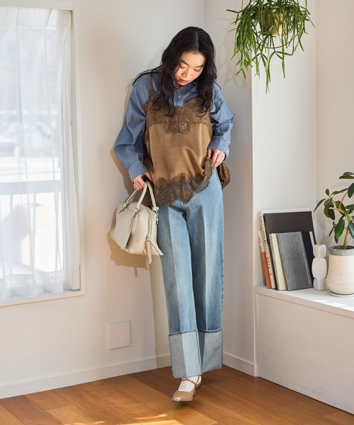 mysty woman(ミスティウーマン)の「ターンアップデニムワイドパンツ 660072(デニムパンツ・レディース・ブルー/インディゴブルー・MEDIUM/SMALL)」の20枚目の写真