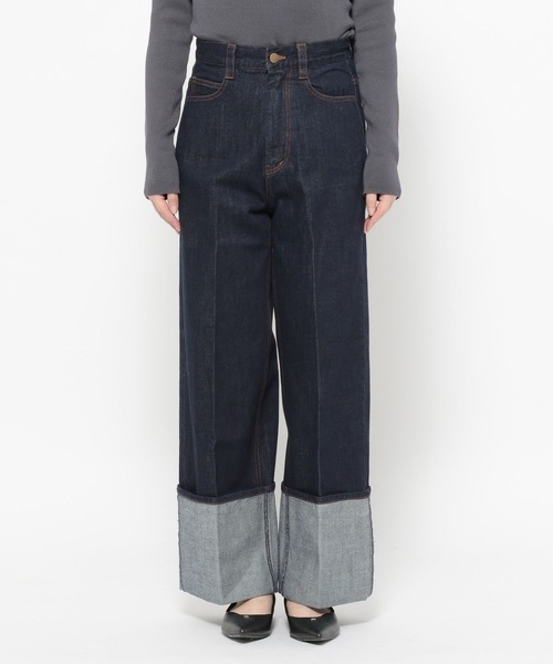 mysty woman(ミスティウーマン)の「ターンアップデニムワイドパンツ 660072(デニムパンツ・レディース・ブルー/インディゴブルー・MEDIUM/SMALL)」の14枚目の写真