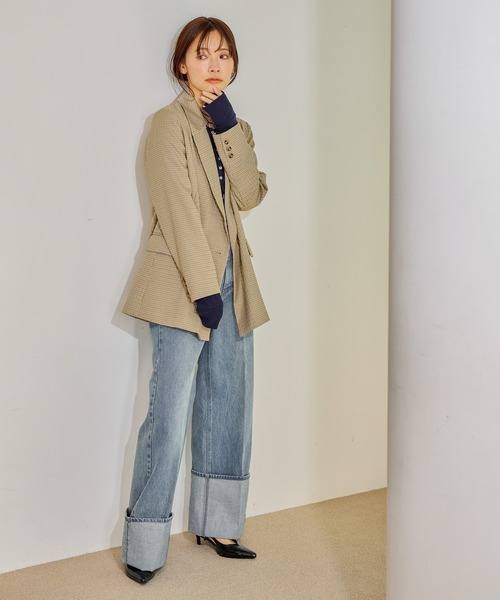 mysty woman（ミスティウーマン）の「ターンアップデニムワイドパンツ　660072（デニムパンツ・レディース・ブルー/インディゴブルー・MEDIUM/SMALL）」の18枚目の写真