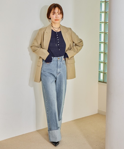 mysty woman（ミスティウーマン）の「ターンアップデニムワイドパンツ　660072（デニムパンツ・レディース・ブルー/インディゴブルー・MEDIUM/SMALL）」の19枚目の写真