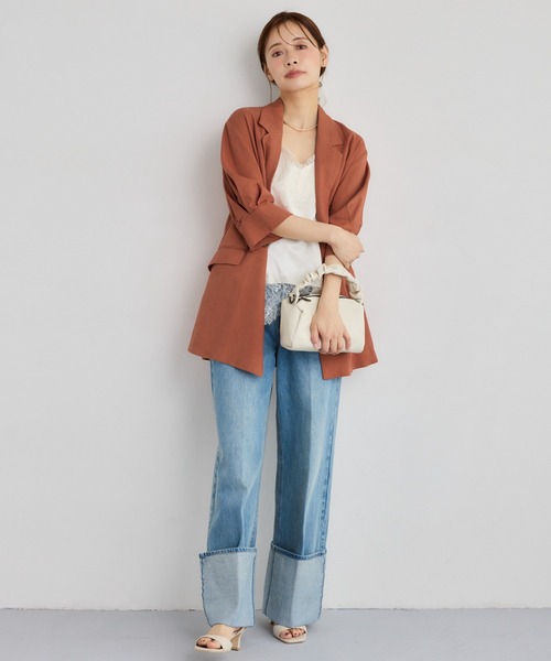 mysty woman（ミスティウーマン）の「ターンアップデニムワイドパンツ　660072（デニムパンツ・レディース・ブルー/インディゴブルー・MEDIUM/SMALL）」の5枚目の写真