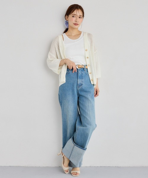 mysty woman（ミスティウーマン）の「ターンアップデニムワイドパンツ　660072（デニムパンツ・レディース・ブルー/インディゴブルー・MEDIUM/SMALL）」の8枚目の写真