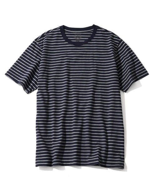 CORPUS SELECT(コーパストーキョー)の「【CLOTHES TRUCK/クローズトラック】オーガニックコットン 細ボーダー クルーネック 半袖 Tシャツ(Tシャツ/カットソー・レディース・ネイビー/グレー/レッド/カーキ・L/LL)」の1枚目の写真