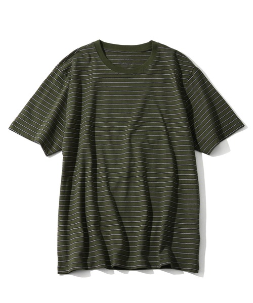 CORPUS SELECT(コーパストーキョー)の「【CLOTHES TRUCK/クローズトラック】オーガニックコットン 細ボーダー クルーネック 半袖 Tシャツ(Tシャツ/カットソー・レディース・ネイビー/グレー/レッド/カーキ・L/LL)」の3枚目の写真