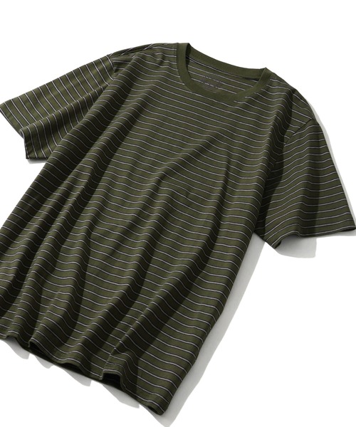 CORPUS SELECT(コーパストーキョー)の「【CLOTHES TRUCK/クローズトラック】オーガニックコットン 細ボーダー クルーネック 半袖 Tシャツ(Tシャツ/カットソー・レディース・ネイビー/グレー/レッド/カーキ・L/LL/M)」の15枚目の写真