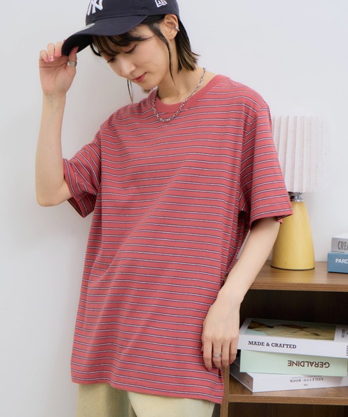 CORPUS SELECT(コーパストーキョー)の「【CLOTHES TRUCK/クローズトラック】オーガニックコットン 細ボーダー クルーネック 半袖 Tシャツ(Tシャツ/カットソー・レディース・ネイビー/グレー/レッド/カーキ・L/LL/M)」の18枚目の写真