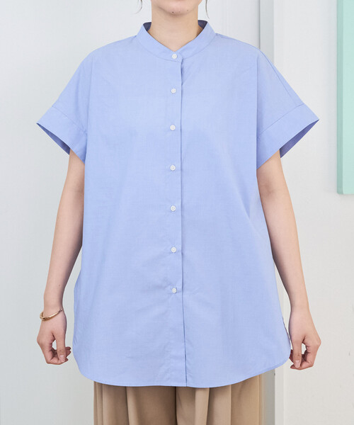 FREAK'S STORE(フリークスストア)の「限定展開 フレンチ スリーブ ブロード ボタン シャツ(シャツ/ブラウス・レディース・ブラック/ライトピンク/オフホワイト/ブルー/ベージュ/ストライプ/その他1/ネイビー・フリ-)」の17枚目の写真