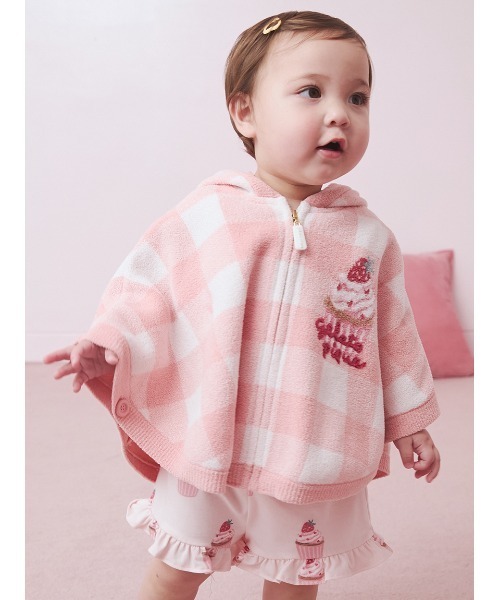 gelato pique（ジェラートピケ）の「【BABY】エアリーモコギンガムチェック柄ポンチョ（その他ベビーウェア・キッズ・ブルー/ピンク・80）」の19枚目の写真