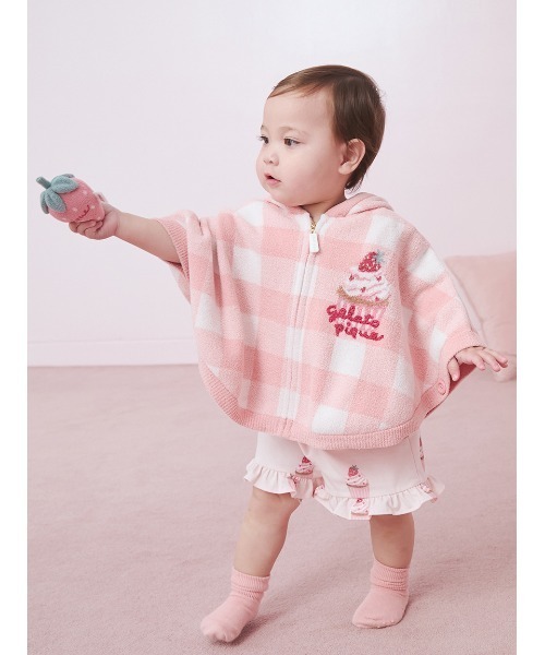 gelato pique（ジェラートピケ）の「【BABY】エアリーモコギンガムチェック柄ポンチョ（その他ベビーウェア・キッズ・ブルー/ピンク・80）」の20枚目の写真