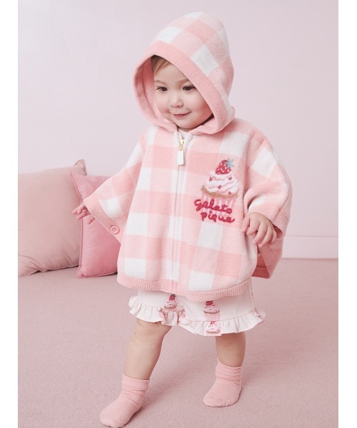 gelato pique（ジェラートピケ）の「【BABY】エアリーモコギンガムチェック柄ポンチョ（その他ベビーウェア・キッズ・ブルー/ピンク・80）」の22枚目の写真