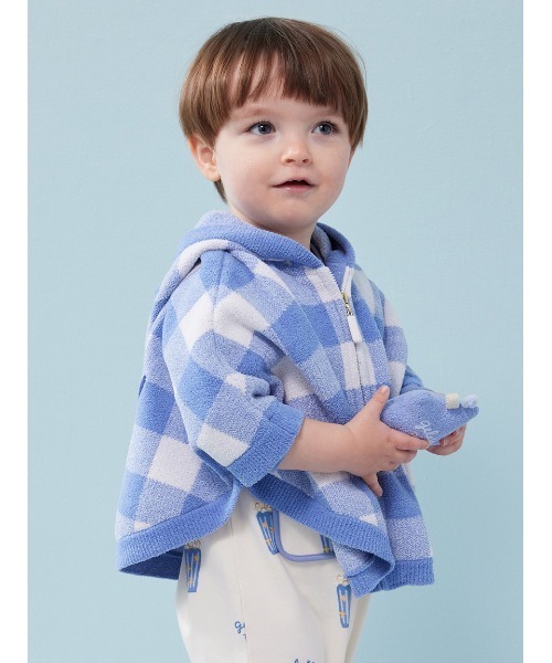 gelato pique（ジェラートピケ）の「【BABY】エアリーモコギンガムチェック柄ポンチョ（その他ベビーウェア・キッズ・ブルー/ピンク・80）」の3枚目の写真