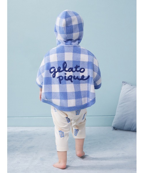 gelato pique（ジェラートピケ）の「【BABY】エアリーモコギンガムチェック柄ポンチョ（その他ベビーウェア・キッズ・ブルー/ピンク・80）」の4枚目の写真