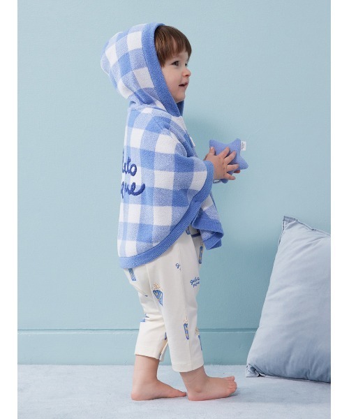 gelato pique（ジェラートピケ）の「【BABY】エアリーモコギンガムチェック柄ポンチョ（その他ベビーウェア・キッズ・ブルー/ピンク・80）」の5枚目の写真
