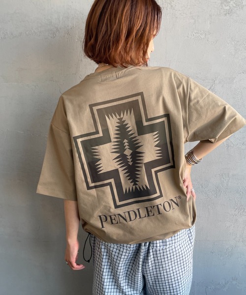 PENDLETON(�y���h���g��)��[PENDLETON/�y���h���g��] �ʒ� �h���[�R�[�h�t�� �l�C�e�B�u�� �o�b�N�v�����gT�V���c(T�V���c/�J�b�g�\�[)