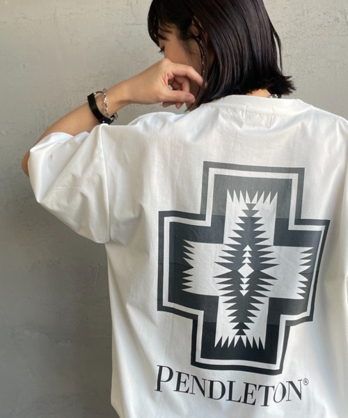 PENDLETON（ペンドルトン）の「[PENDLETON/ペンドルトン] 別注 ドローコード付き ネイティブ柄 バックプリントTシャツ（Tシャツ/カットソー・レディース・ブラック/ベージュ/ホワイト・S/XL/L/M）」の2枚目の写真