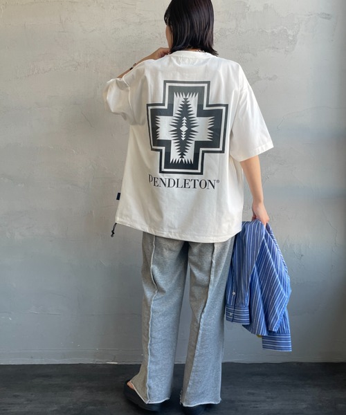 PENDLETON（ペンドルトン）の「[PENDLETON/ペンドルトン] 別注 ドローコード付き ネイティブ柄 バックプリントTシャツ（Tシャツ/カットソー・レディース・ブラック/ベージュ/ホワイト・S/XL/L/M）」の19枚目の写真