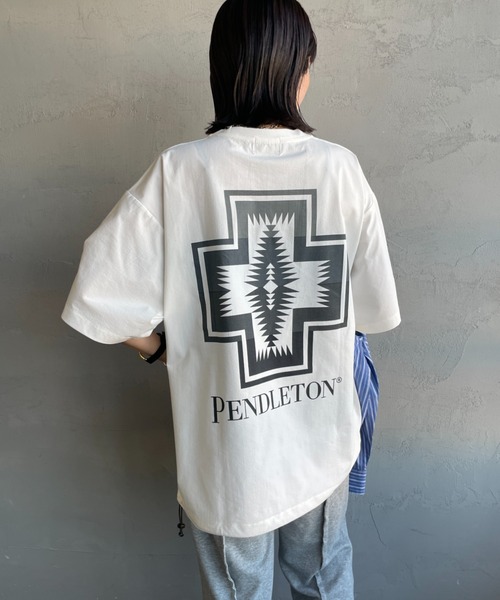 PENDLETON（ペンドルトン）の「[PENDLETON/ペンドルトン] 別注 ドローコード付き ネイティブ柄 バックプリントTシャツ（Tシャツ/カットソー・レディース・ブラック/ベージュ/ホワイト・S/XL/L/M）」の16枚目の写真