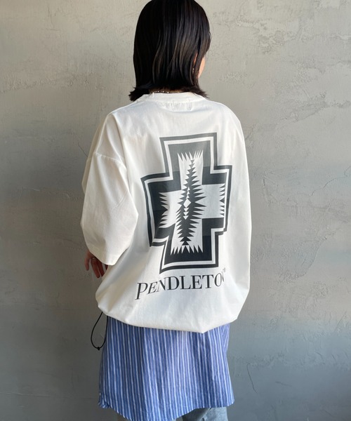 PENDLETON（ペンドルトン）の「[PENDLETON/ペンドルトン] 別注 ドローコード付き ネイティブ柄 バックプリントTシャツ（Tシャツ/カットソー・レディース・ブラック/ベージュ/ホワイト・S/XL/L/M）」の10枚目の写真