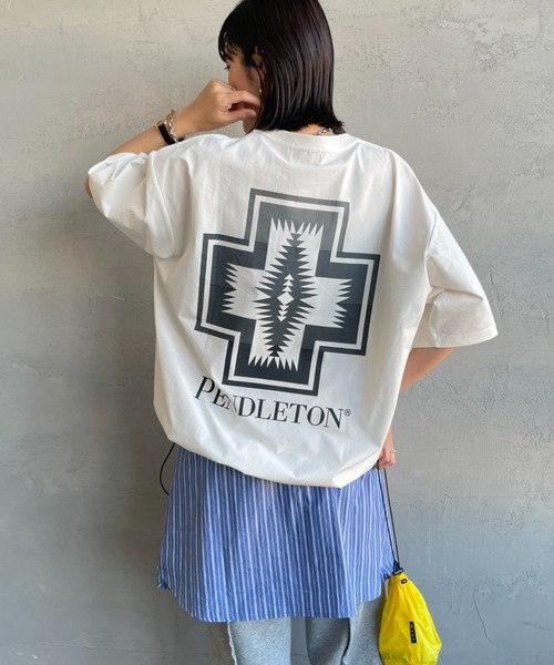 PENDLETON（ペンドルトン）の「[PENDLETON/ペンドルトン] 別注 ドローコード付き ネイティブ柄 バックプリントTシャツ（Tシャツ/カットソー・レディース・ブラック/ベージュ/ホワイト・S/XL/L/M）」の7枚目の写真