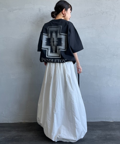 PENDLETON（ペンドルトン）の「[PENDLETON/ペンドルトン] 別注 ドローコード付き ネイティブ柄 バックプリントTシャツ（Tシャツ/カットソー・レディース・ブラック/ベージュ/ホワイト・S/XL/L/M）」の5枚目の写真