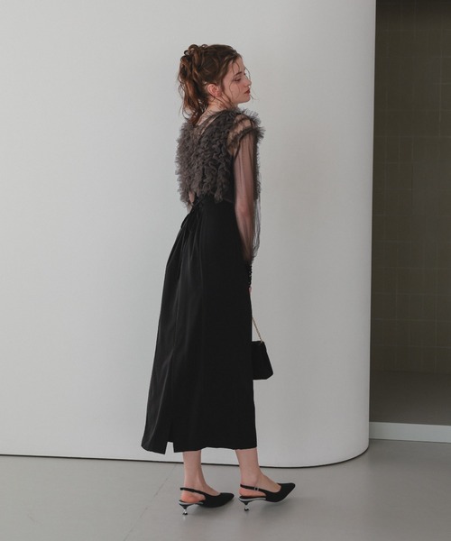 Dorry Doll（ドリードール）の「フリルブラウスセットドレス（ドレス・レディース・ブラウン/ブラック/グレー/ブラック×ベージュ・MEDIUM/M-Short）」の6枚目の写真