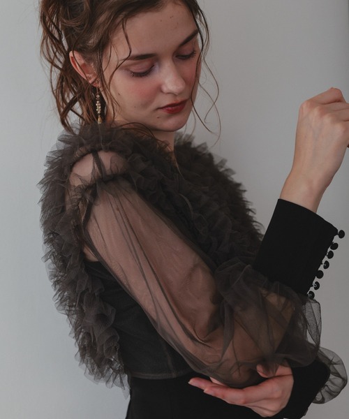 Dorry Doll（ドリードール）の「フリルブラウスセットドレス（ドレス・レディース・ブラウン/ブラック/グレー/ブラック×ベージュ・MEDIUM/M-Short）」の10枚目の写真