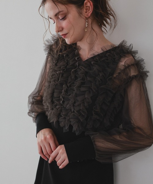 Dorry Doll（ドリードール）の「フリルブラウスセットドレス（ドレス・レディース・ブラウン/ブラック/グレー/ブラック×ベージュ・MEDIUM/M-Short）」の11枚目の写真