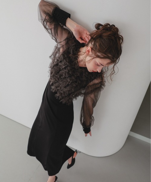 Dorry Doll（ドリードール）の「フリルブラウスセットドレス（ドレス・レディース・ブラウン/ブラック/グレー/ブラック×ベージュ・MEDIUM/M-Short）」の13枚目の写真