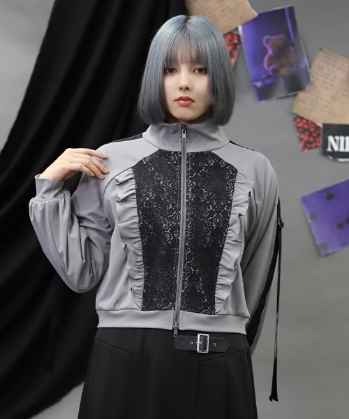 NIBBLE POISON（ニブルポイズン）の「バイカラーベルトトラックＪＫ（カーディガン/ボレロ・レディース・グレー/ブラック・MEDIUM）」の17枚目の写真