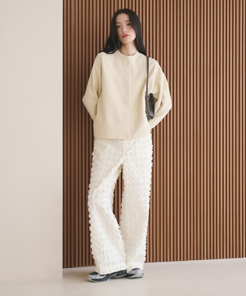 BEAUTY&YOUTH UNITED ARROWS(ビューティーアンドユースユナイテッドアローズ)の「スクエア フリンジ ジャガード ワイドパンツ(その他パンツ・レディース・ブラック/ホワイト・M/S)」の6枚目の写真