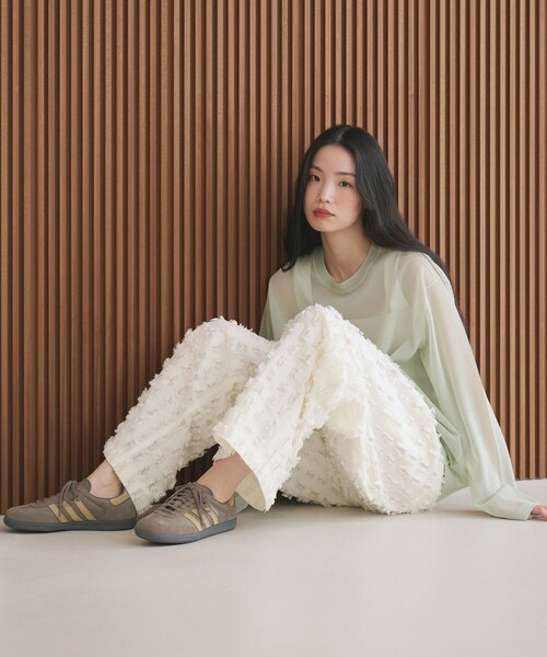 BEAUTY&YOUTH UNITED ARROWS(ビューティーアンドユースユナイテッドアローズ)の「スクエア フリンジ ジャガード ワイドパンツ(その他パンツ・レディース・ブラック/ホワイト・M/S)」の7枚目の写真