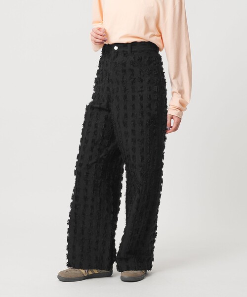 BEAUTY&YOUTH UNITED ARROWS(ビューティーアンドユースユナイテッドアローズ)の「スクエア フリンジ ジャガード ワイドパンツ(その他パンツ・レディース・ブラック/ホワイト・M/S)」の9枚目の写真