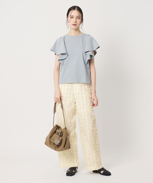 BEAUTY&YOUTH UNITED ARROWS(ビューティーアンドユースユナイテッドアローズ)の「スクエア フリンジ ジャガード ワイドパンツ(その他パンツ・レディース・ブラック/ホワイト・M/S)」の14枚目の写真