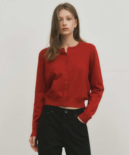 WEDNESDAYOASISFORWOMEN（ウェンズデー オアシス フォー ウーマン）の「カシミヤブレンドレタリングニットカーディガン_RED(WC25-KN46)（ニット/セーター・レディース・レッド・FREE）」の3枚目の写真