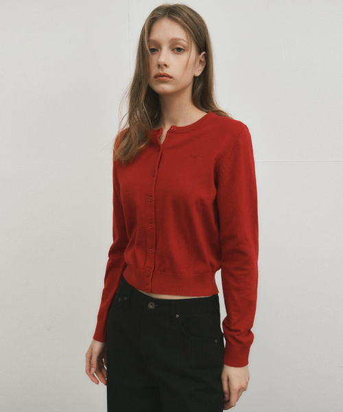 WEDNESDAYOASISFORWOMEN（ウェンズデー オアシス フォー ウーマン）の「カシミヤブレンドレタリングニットカーディガン_RED(WC25-KN46)（ニット/セーター・レディース・レッド・FREE）」の2枚目の写真
